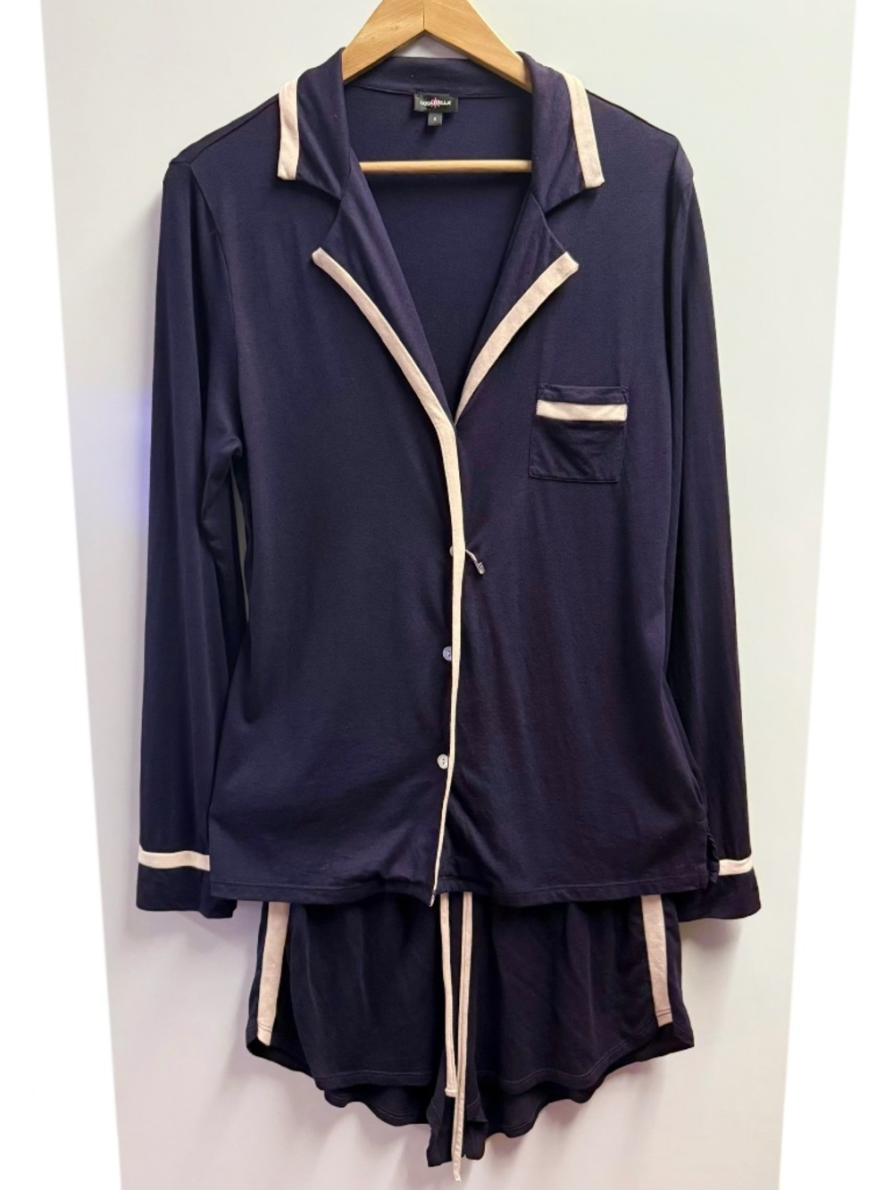 Cosabella Amore Long Sleeve Boxer Pajama Set Navy Blue/Pink S